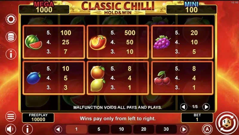 Classic Chilli Hold & Win - क्षेत्र में बोनस सिक्के