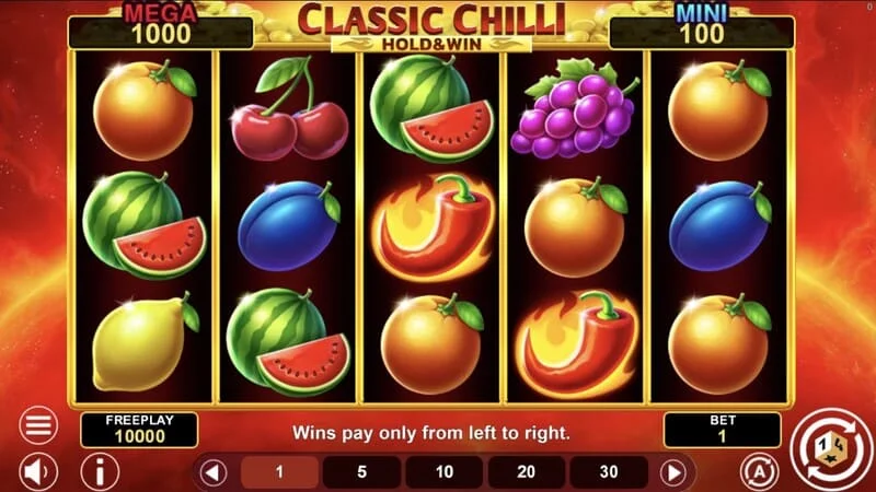 Classic Chilli Hold & Win - चिली प्रतीकों के साथ 5×3 रील्स